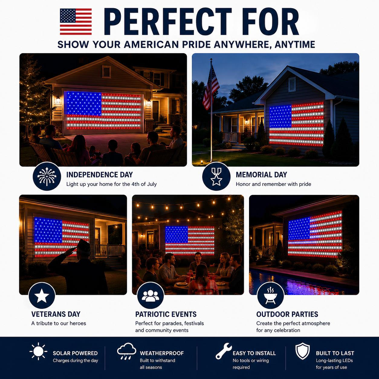 Patriotic LED Flag Display